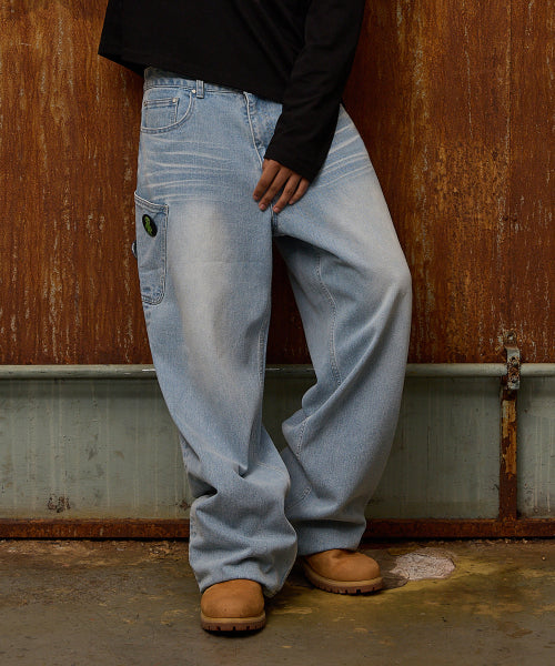 NO STRESS Big Pocket Denim Pants LIGHT BLUE