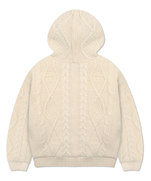 WXK025 Puku Puku Knit Padded Hood Zip-Up (IVORY)