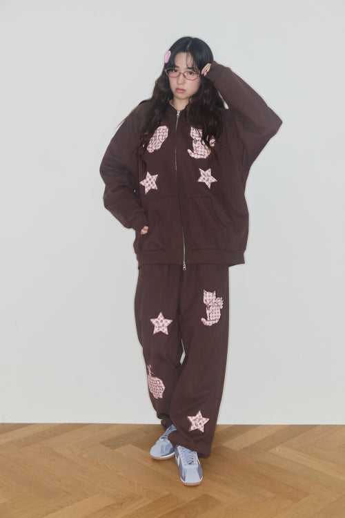 KIRING CHECK PATCH HOODIE (BROWN)