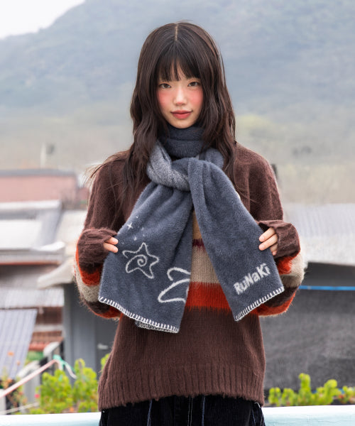 WXAC023 Hirahira Yukimoto Mohair Scarf (GRAY)