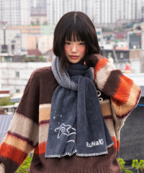 WXAC023 Hirahira Yukimoto Mohair Scarf (GRAY)