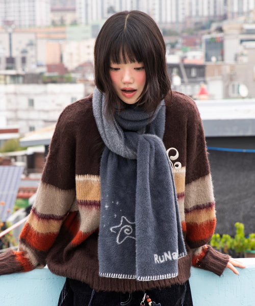 WXAC023 Hirahira Yukimoto Mohair Scarf (GRAY)