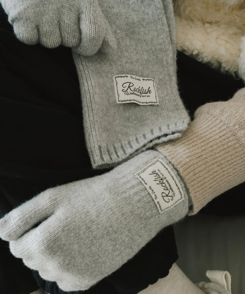 FLUFFY GLOVES & SCARF SET - MELANGE GREY