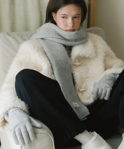 FLUFFY GLOVES & SCARF SET - MELANGE GREY