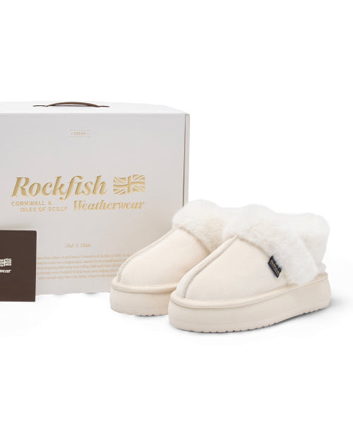 CLOUDY FLATFORM FUR SLINGBACKS - CREAM
