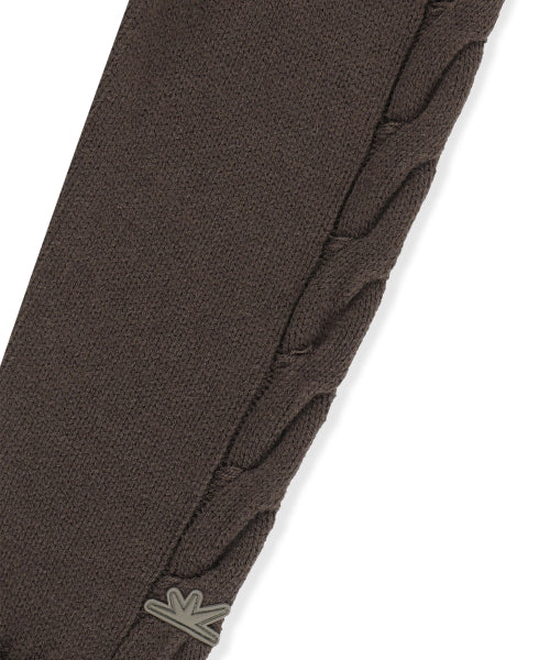 W Faux Fur Knit Zip Jacket Brown
