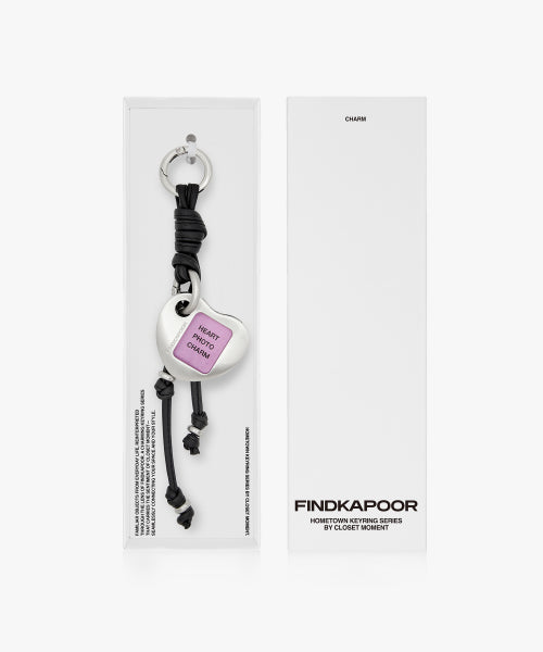 Heart photo. Charm key ring. - Black