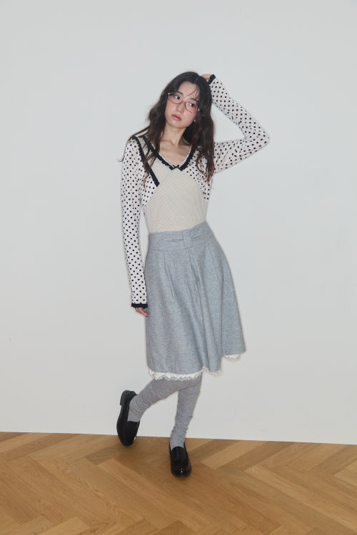 SHINING DOT LACE TOP (CREAM)