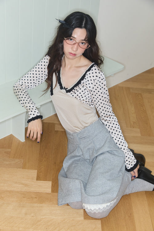 SHINING DOT LACE TOP (CREAM)
