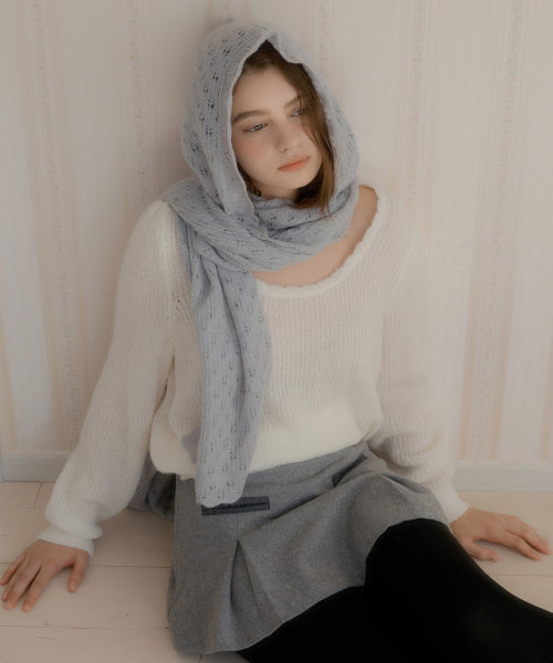Scofe wool hooded muffler (gray)