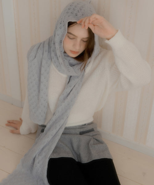 Scofe wool hooded muffler (gray)