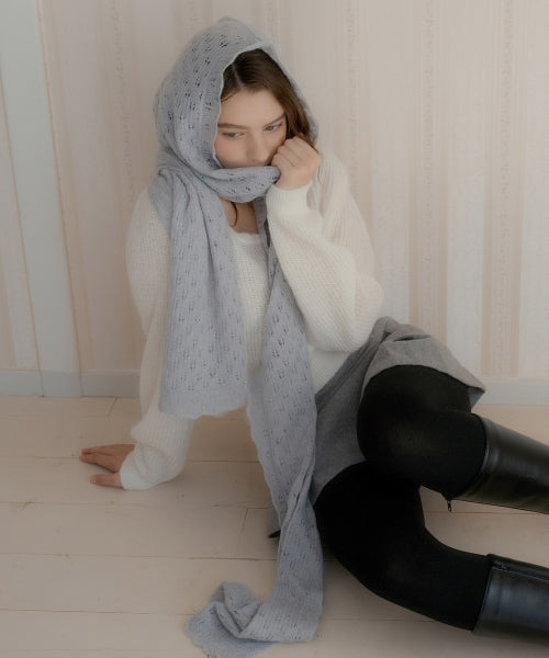 Scofe wool hooded muffler (gray)