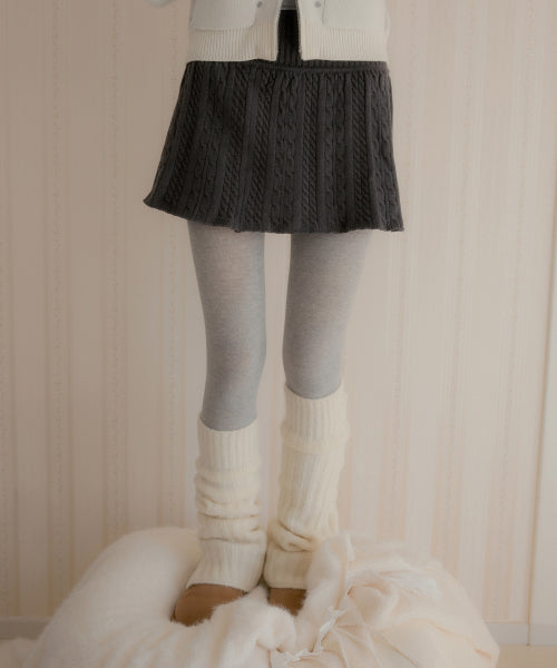 Jess Cable Pleated Knit Skirt (Charcoal)