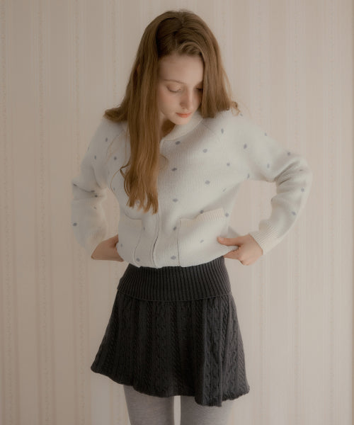 Jess Cable Pleated Knit Skirt (Charcoal)