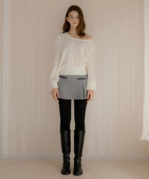 Claude pocket wool mini skirt (Gray)