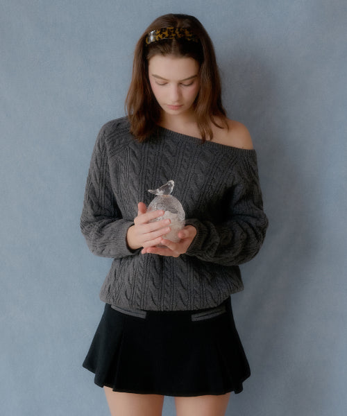 Claude pocket wool mini skirt (black)