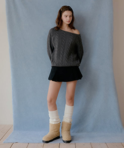 Claude pocket wool mini skirt (black)