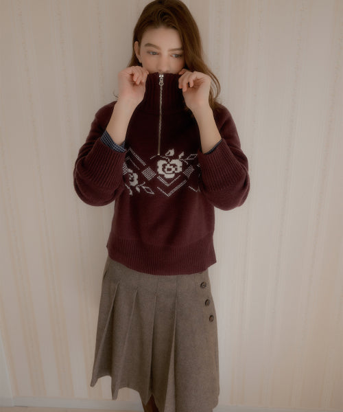 Burton Midi Pleats Wool Skirt (Brown)