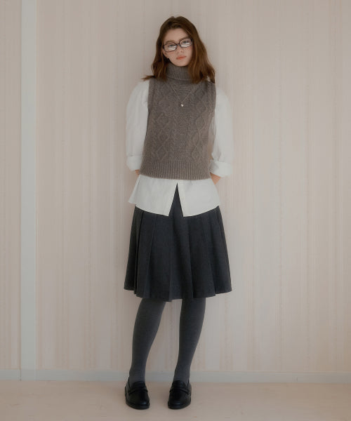 Burton Midi Pleats Wool Skirt (Charcoal)