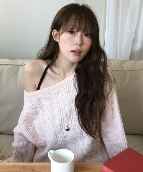 Dante Boat Neck Wool Sweater (Pink)