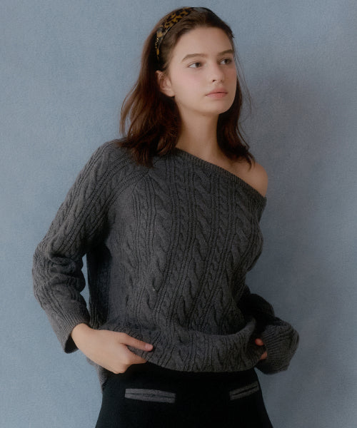 Dante Boat Neck Wool Sweater (Charcoal)