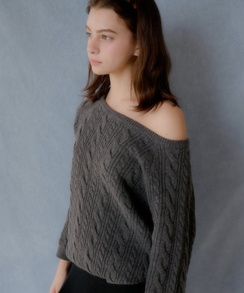Dante Boat Neck Wool Sweater (Charcoal)