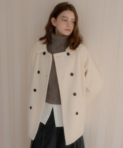 Melia Hairley Wool Half Coat (Ivory)