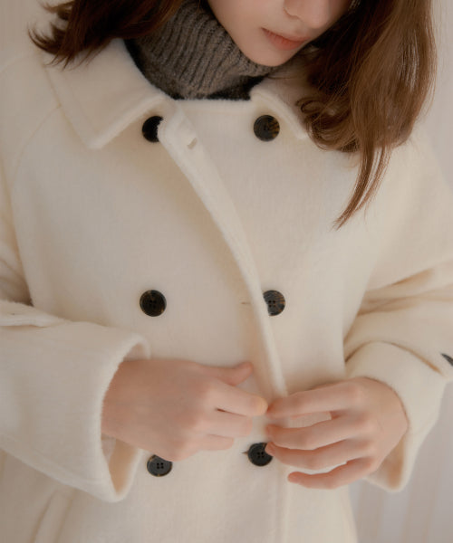Melia Hairley Wool Half Coat (Ivory)