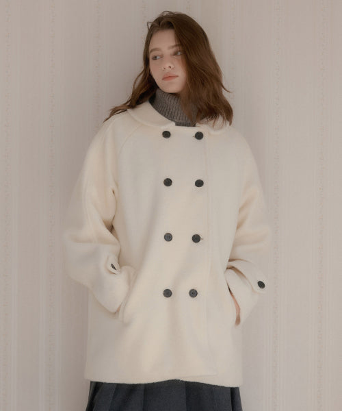 Melia Hairley Wool Half Coat (Ivory)