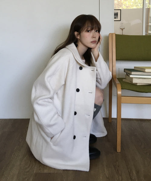 Melia Hairley Wool Half Coat (Ivory)