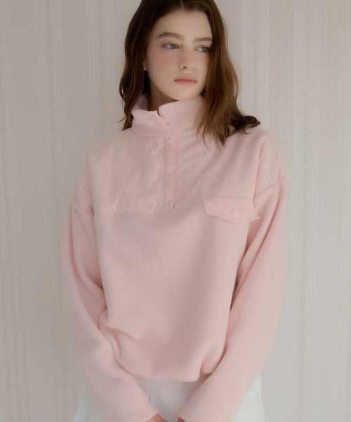 Posh lace fleece anorak (pink)