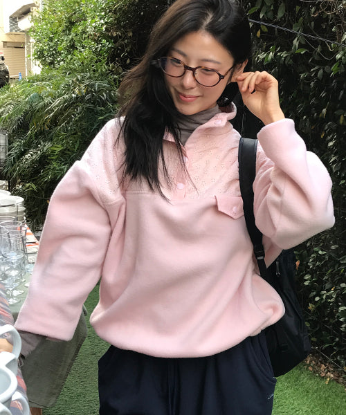 Posh lace fleece anorak (pink)