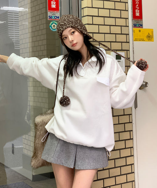 Posh Lace Fleece Anorak (White)