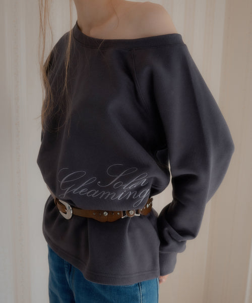 Zenk One Shoulder Embroidered Sweatshirt (Charcoal)