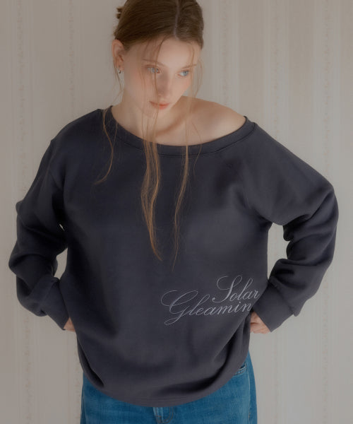 Zenk One Shoulder Embroidered Sweatshirt (Charcoal)
