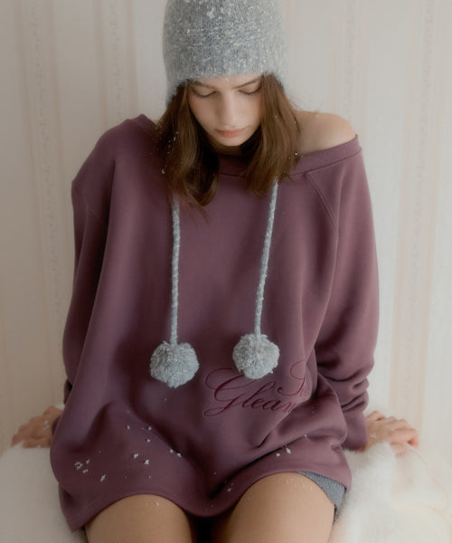 Zenk One Shoulder Embroidered Sweatshirt (Purple)
