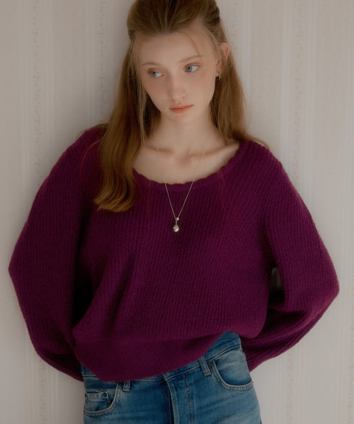 Ruden Unneck Wool Sweater (plum)