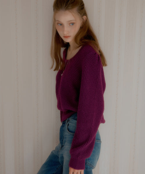 Ruden Unneck Wool Sweater (plum)