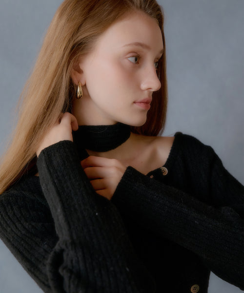 Layered wool knit dress (black)