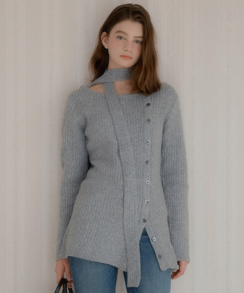 Layered wool knit dress (Gray)
