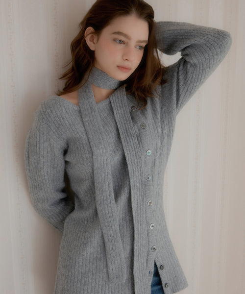 Layered wool knit dress (Gray)