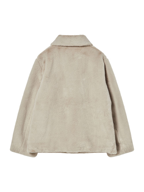 COLLAR FUR JACKET BEIGE