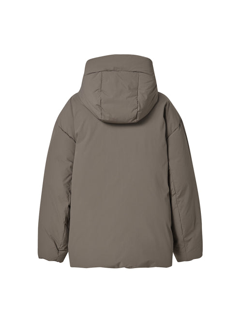HOOD DOWN PUFFER LIGHT BROWN