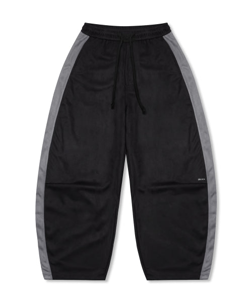 GP175 Side Color Block Suede Balloon Pants (BLACK)