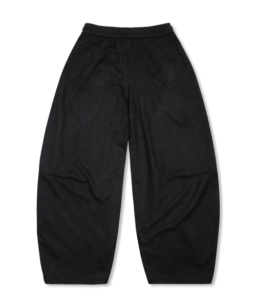 GP175 Side Color Block Suede Balloon Pants (BLACK)