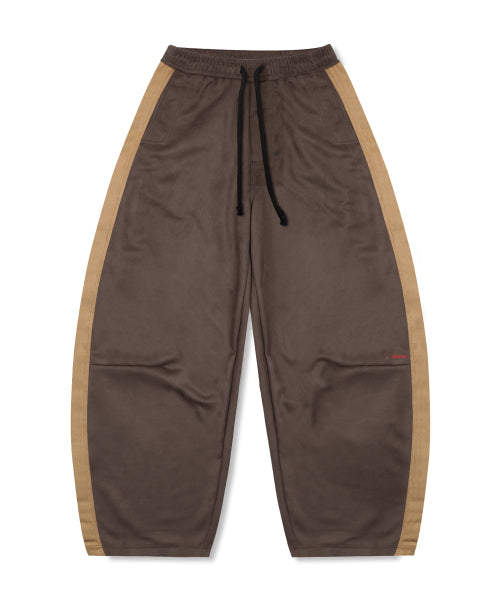 GP175 Side Color Block Suede Balloon Pants (BROWN)