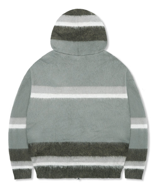 GNT061 Stripe Knitwear Zip-Up Hoodie (GRAY)