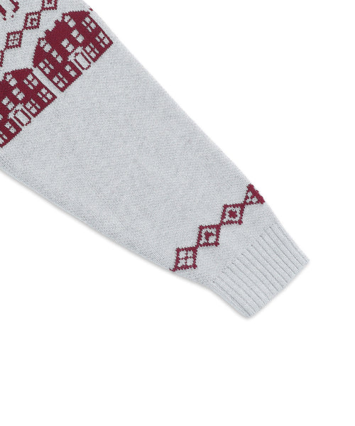 GNT071 Kevin Nordic Patterned Knitwear Zip-Up (GRAY)
