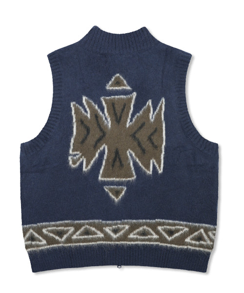 GNT065 Ugly Navajo Zip-Up Knitwear Vest (NAVY)