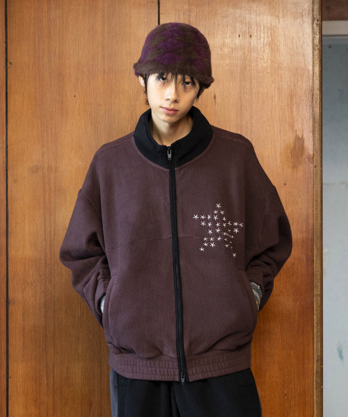 GJ109 Star Accent Fleece Jacket (BROWN)